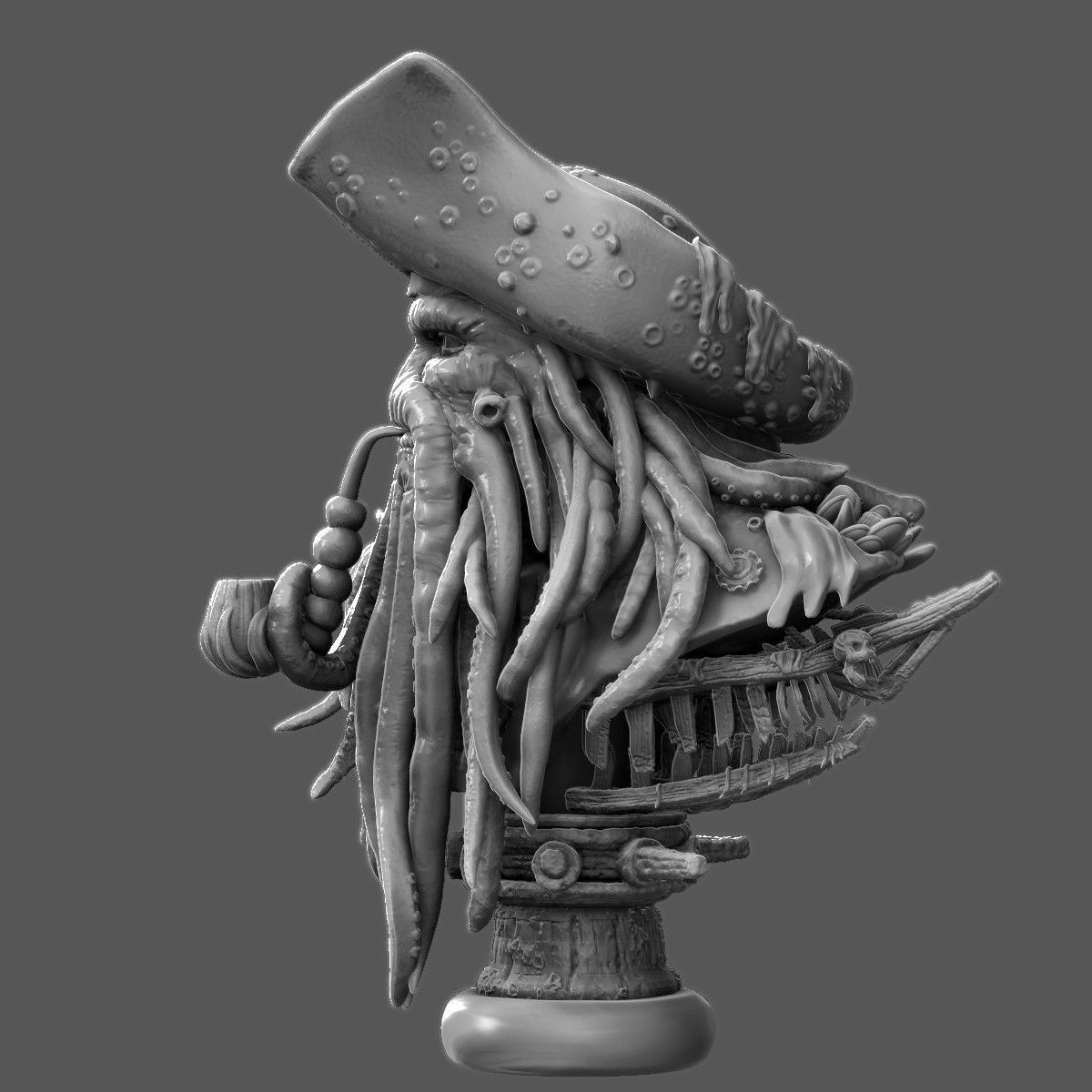 David Jones Bust with Flying Dutchman  3D print model_12