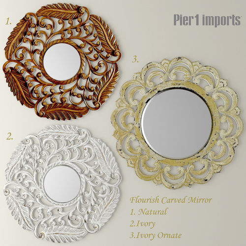 Flourish Carved Mirror Set 3D 3D model