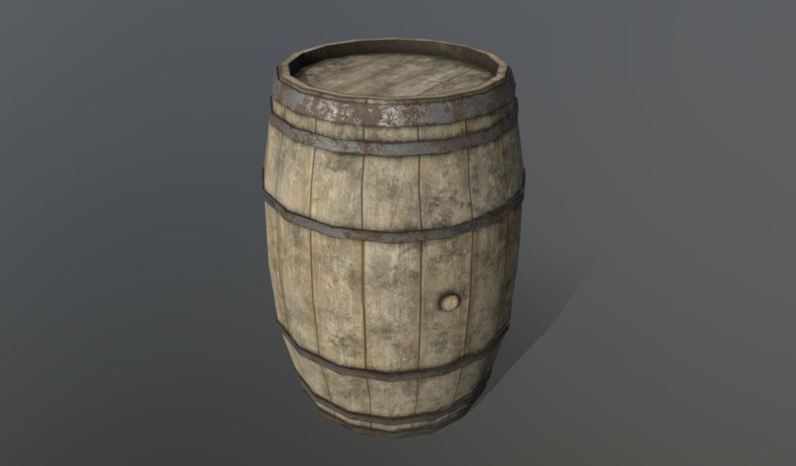 Wooden Barrel Low Poly Low-poly 3D model_1