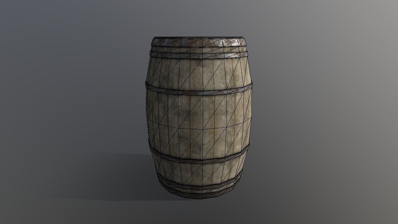 Wooden Barrel Low Poly Low-poly 3D model_4