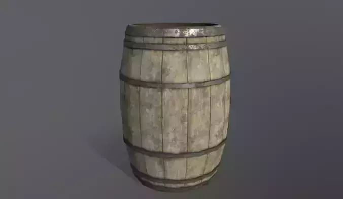 Wooden Barrel Low Poly