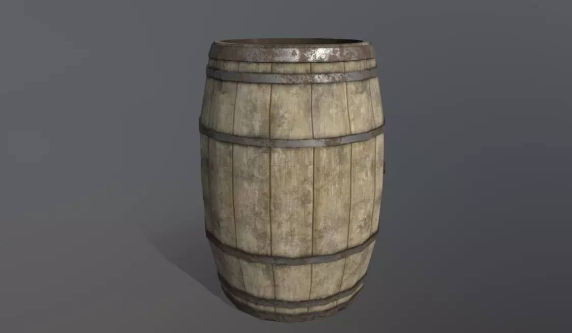 Wooden Barrel Low Poly Low-poly 3D model_0