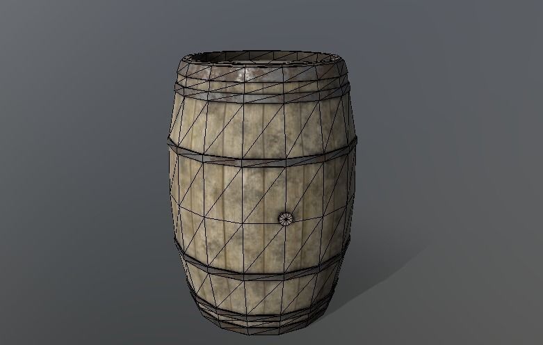 Wooden Barrel Low Poly Low-poly 3D model_2