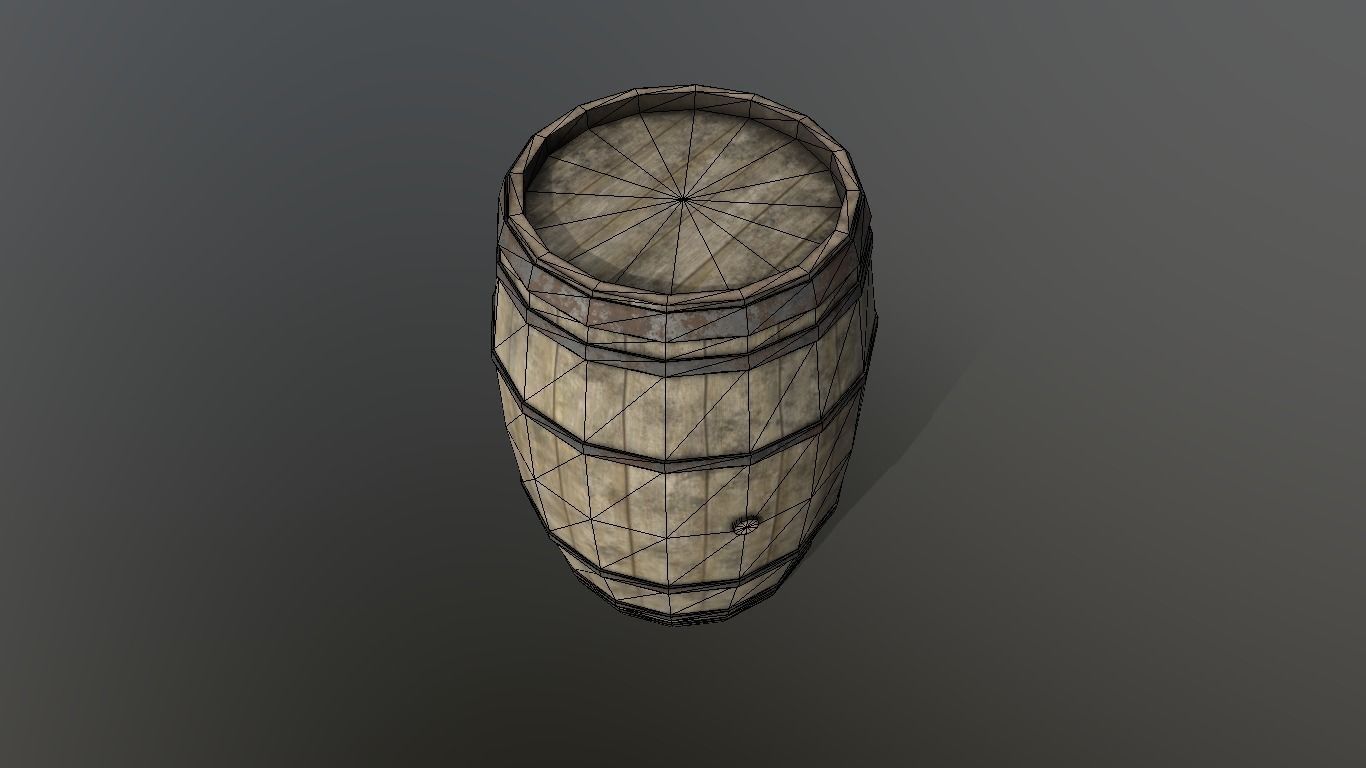 Wooden Barrel Low Poly Low-poly 3D model_3