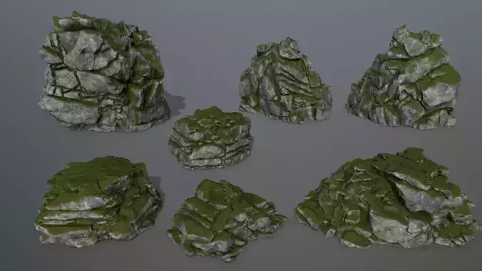 forest rocks  Low-poly 3D model