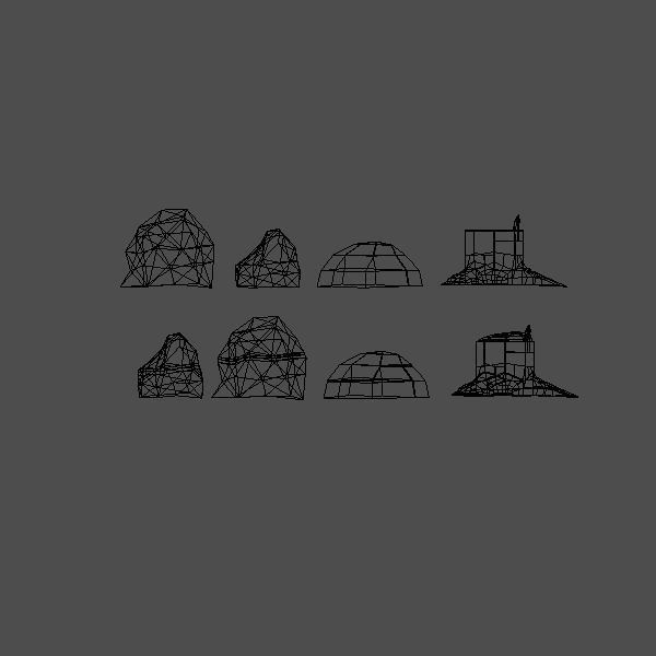 Low poly trees set of and rocks Low-poly 3D model_8