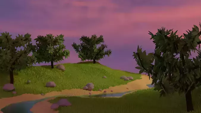 environment landscape with trees and river