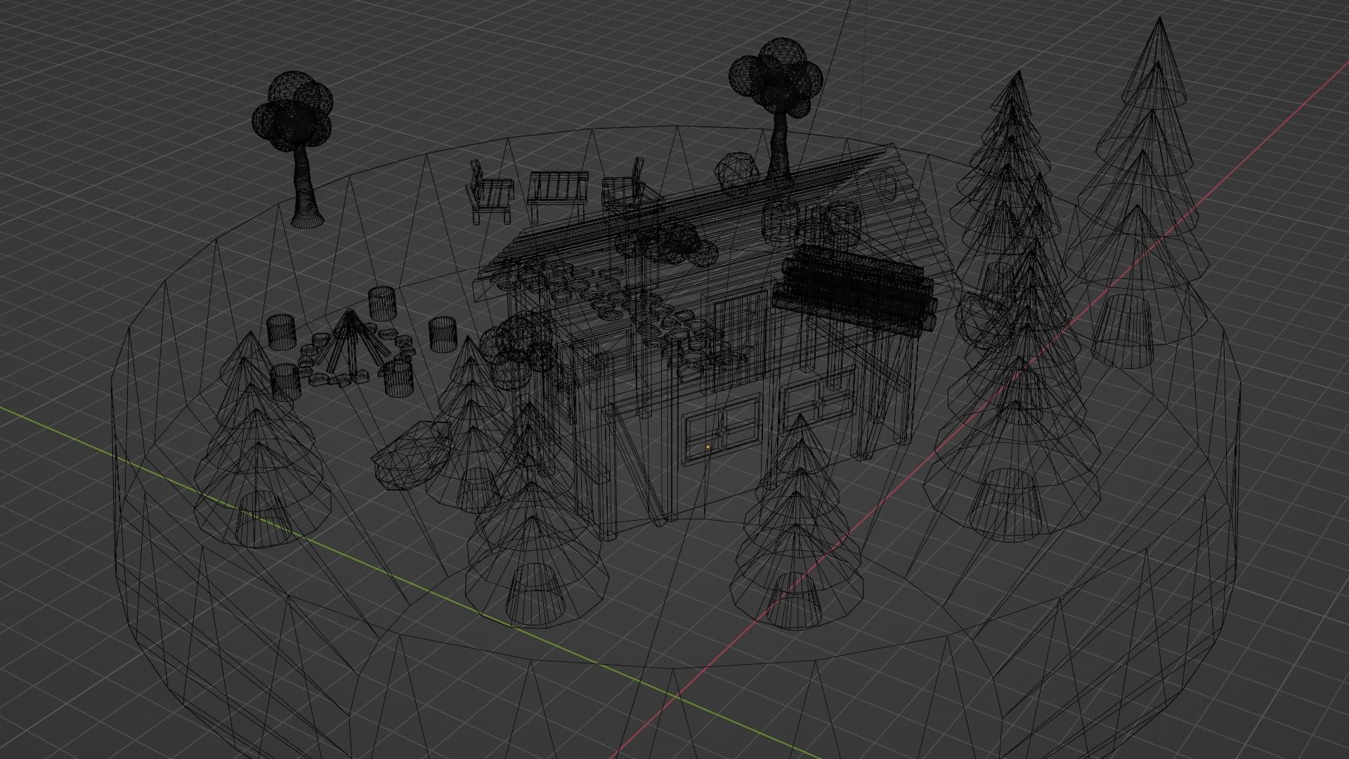 Low Poly Garden Low-poly 3D model_4