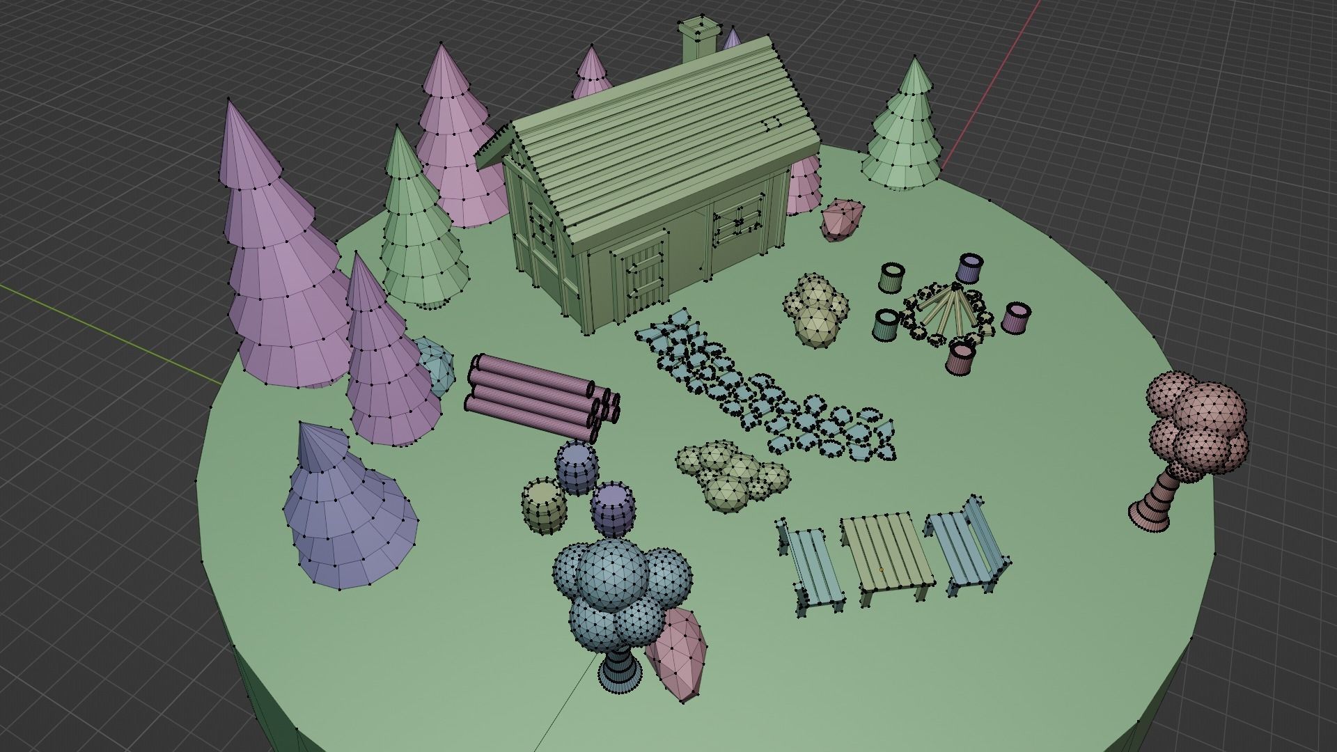 Low Poly Garden Low-poly 3D model_6