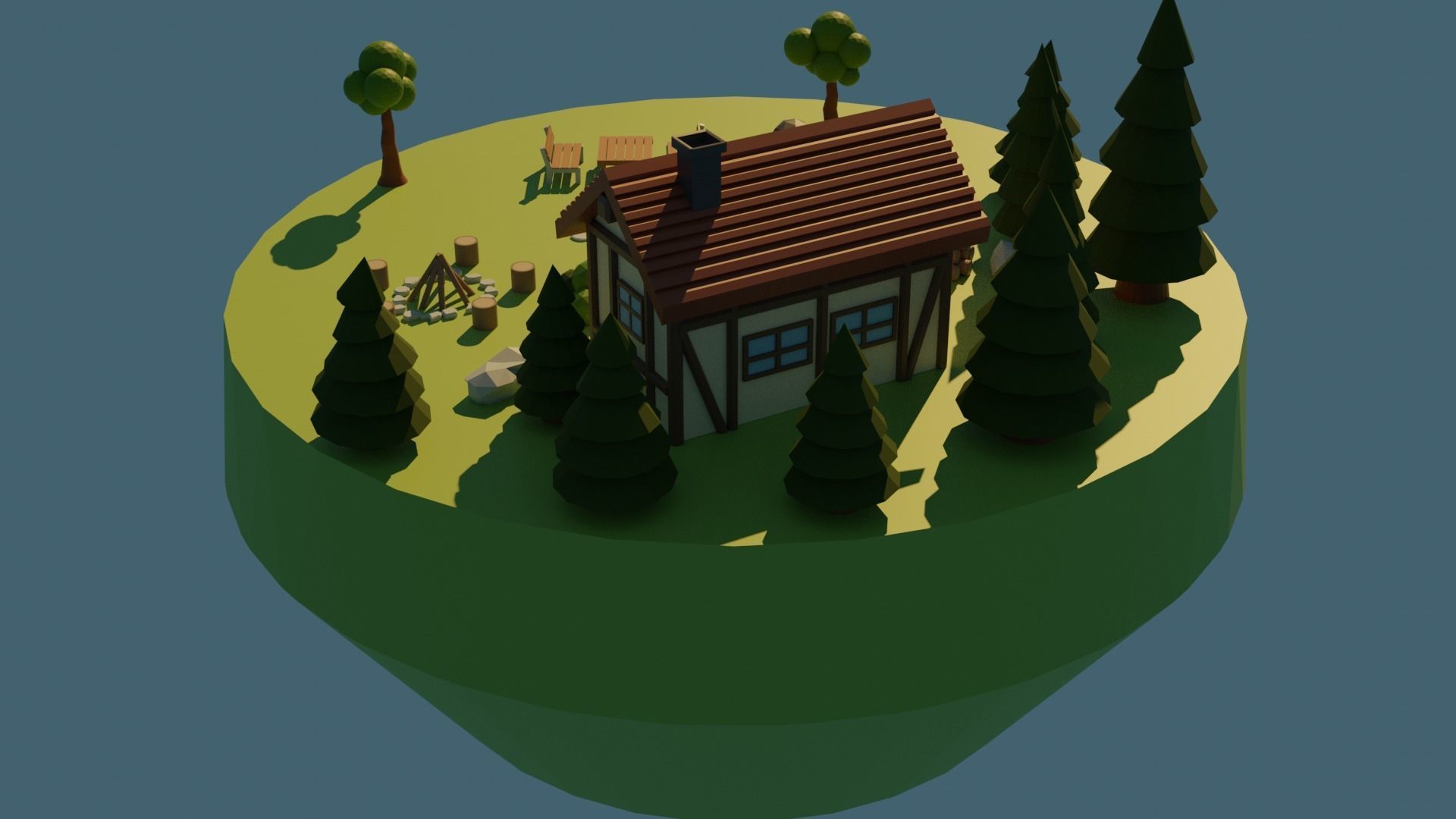 Low Poly Garden Low-poly 3D model_2