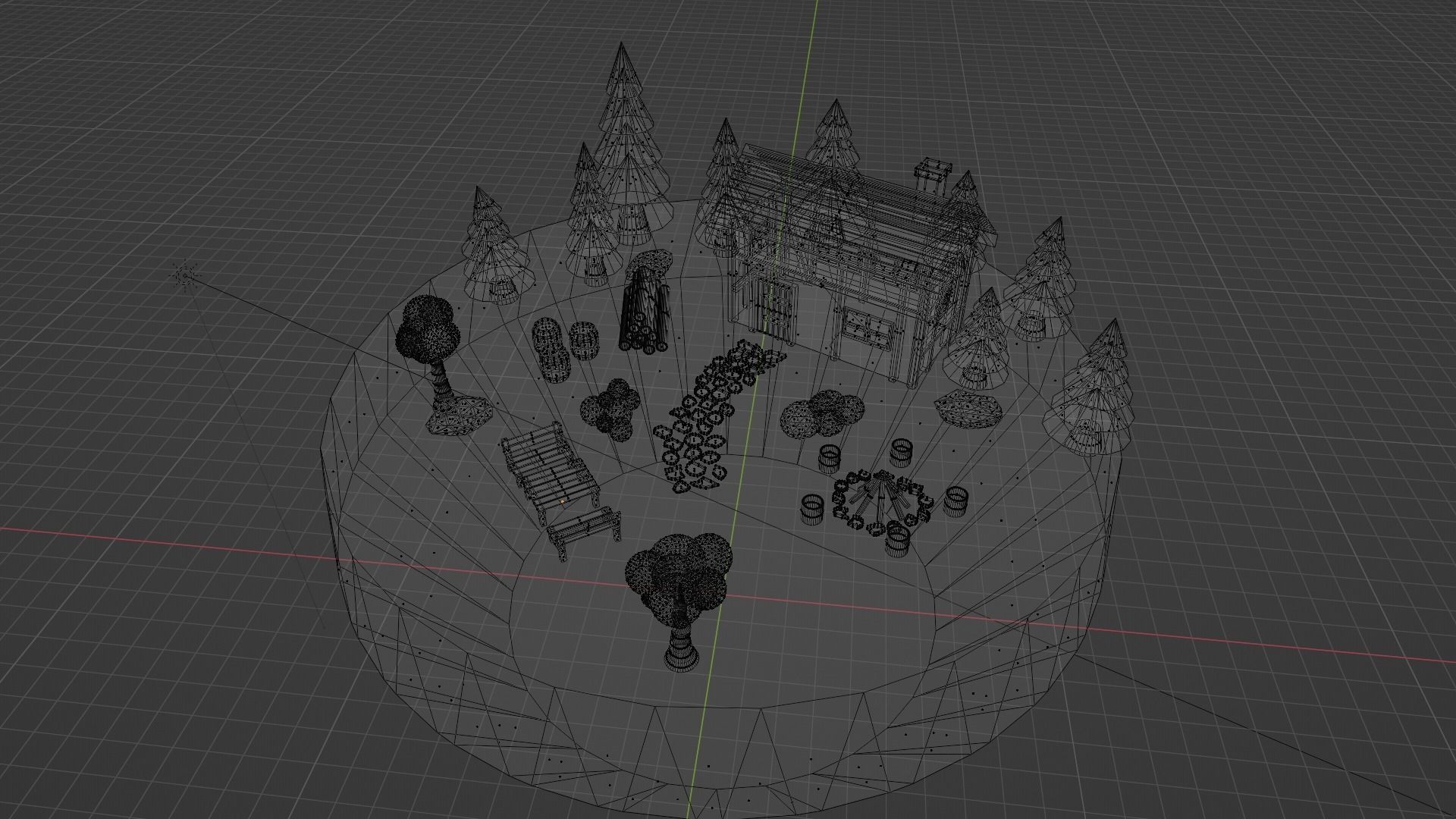 Low Poly Garden Low-poly 3D model_5