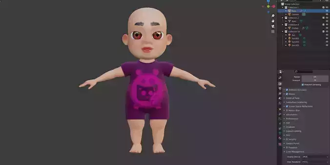 Stylized Baby - Olive - Blender 3D Model