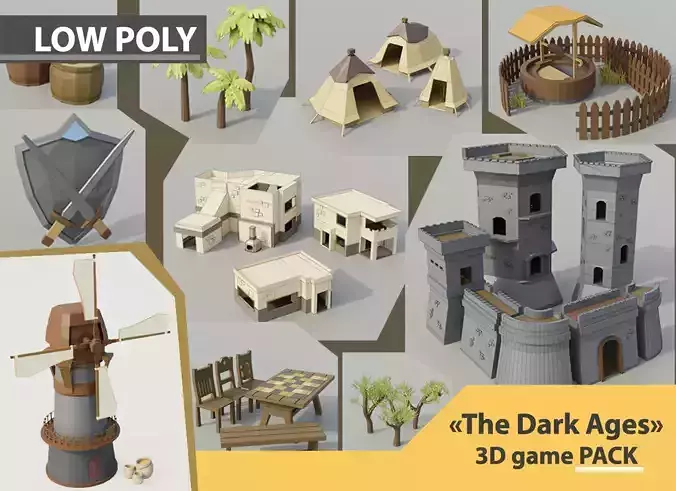 gamePACK TheDarkAges 100 models Low-poly 3D model