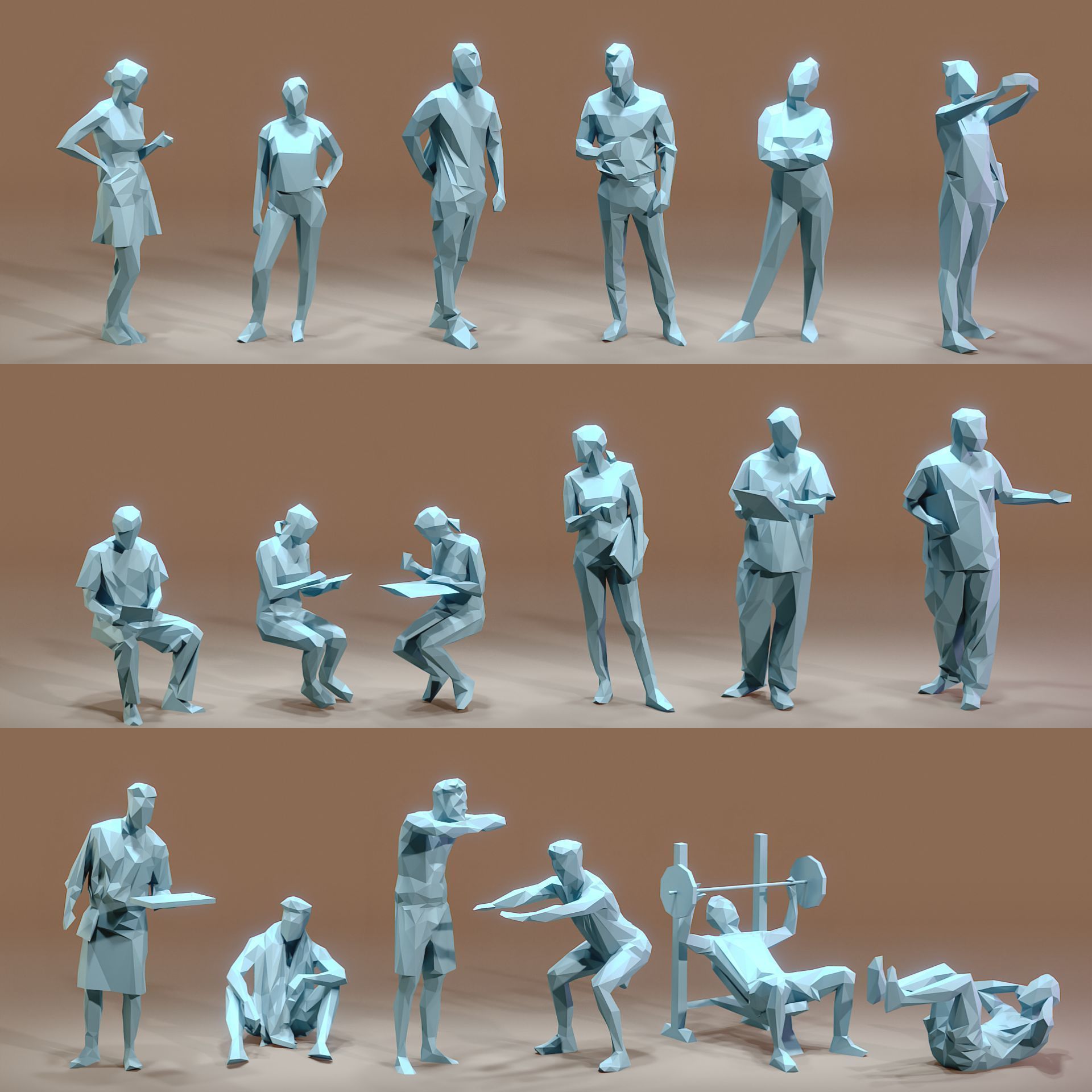 Paper People Low-poly 3D model_20