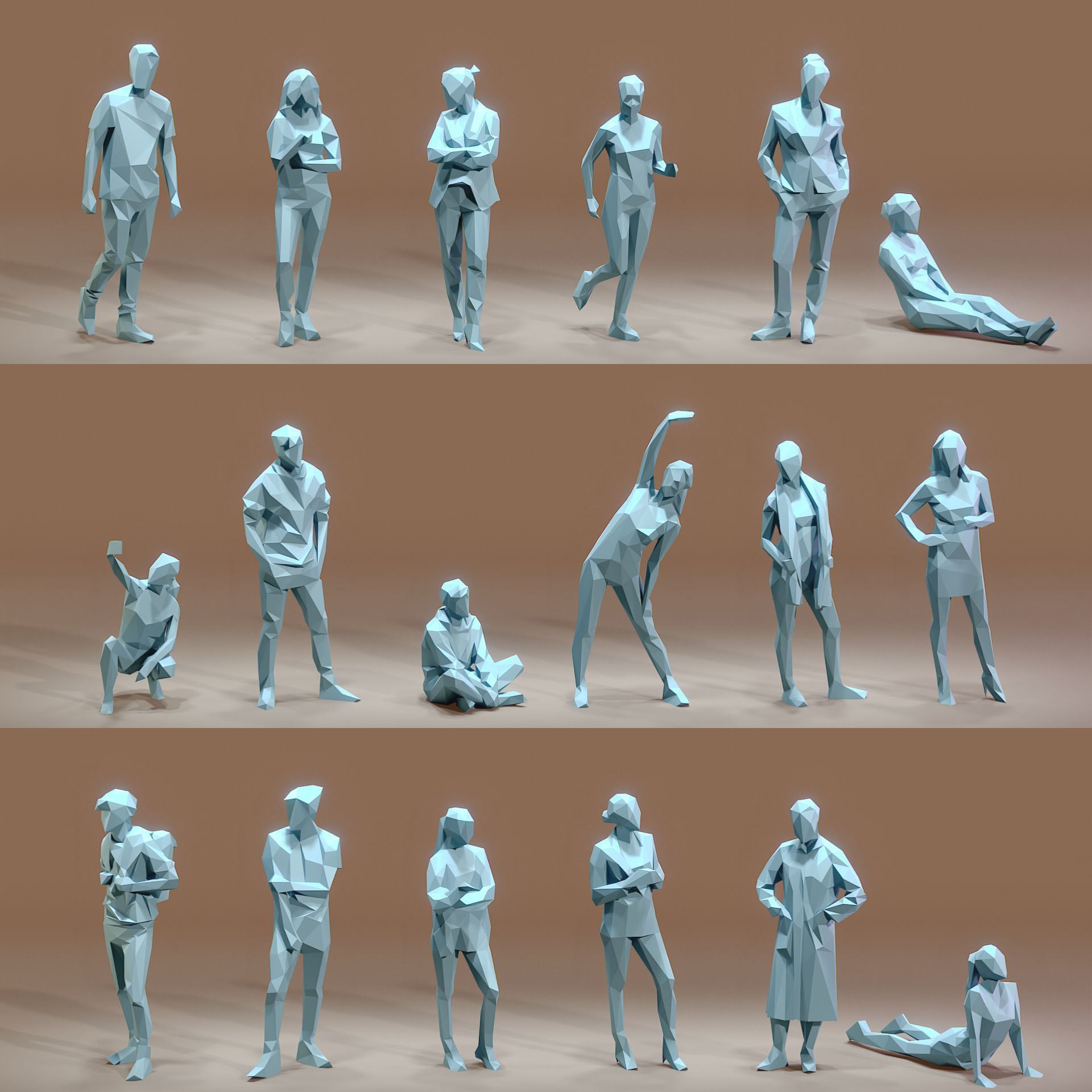 Paper People Low-poly 3D model_26