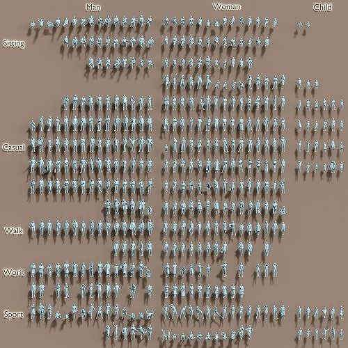 Paper People Low-poly 3D model