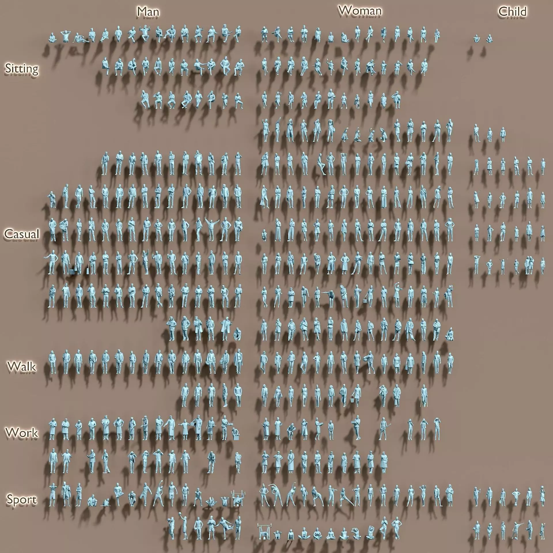 Paper People Low-poly 3D model_0