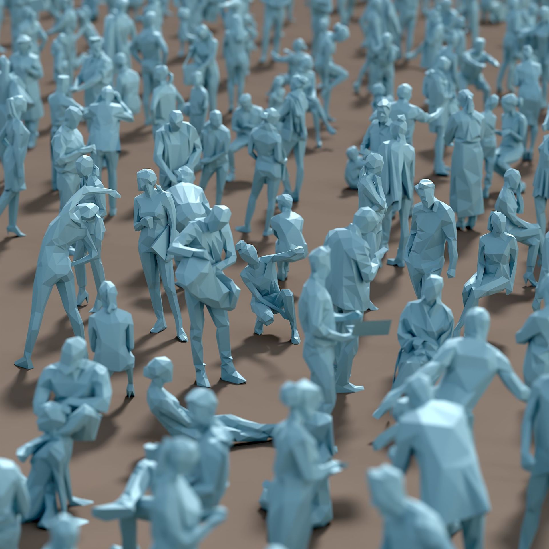 Paper People Low-poly 3D model_2