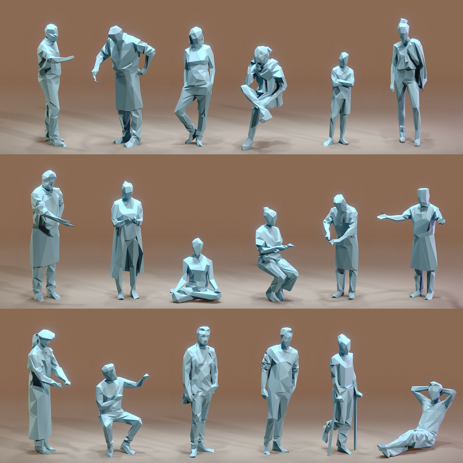 Paper People Low-poly 3D model_27