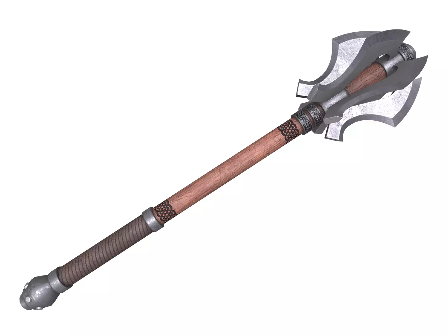 Medieval mace Low-poly 3D model_0