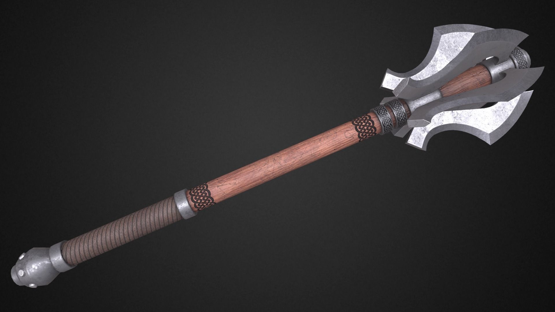 Medieval mace Low-poly 3D model_2