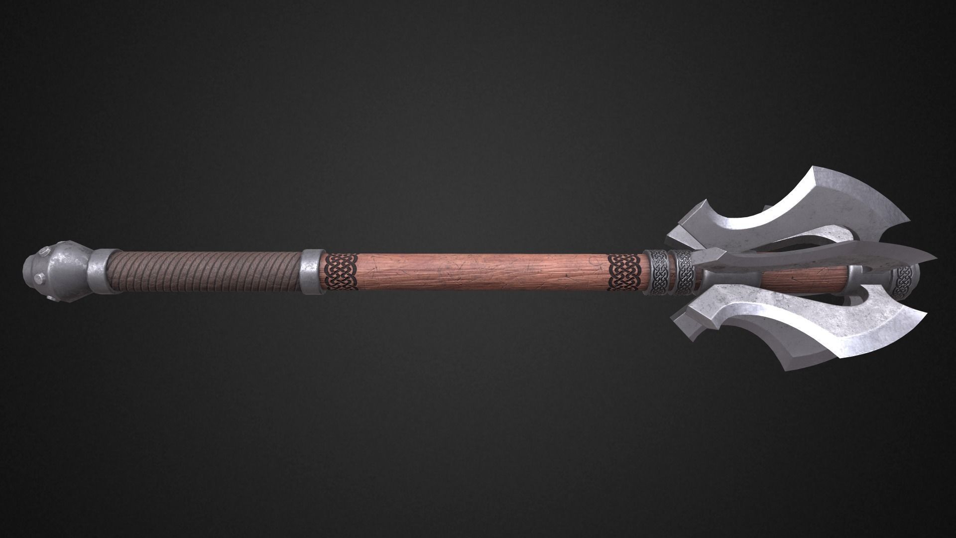 Medieval mace Low-poly 3D model_4