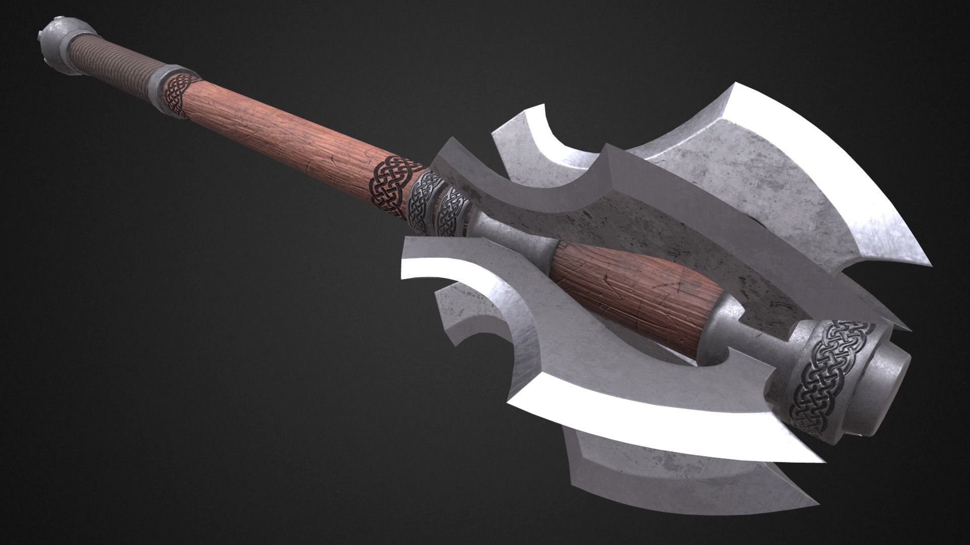 Medieval mace Low-poly 3D model_3