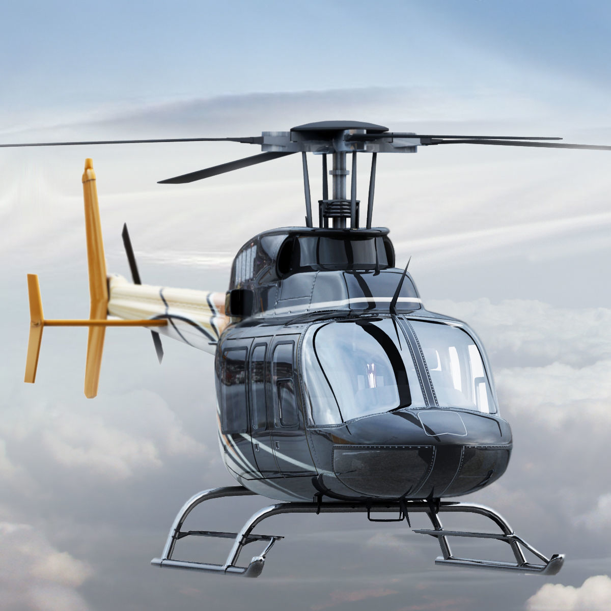Bell 407 Black 3D model_0