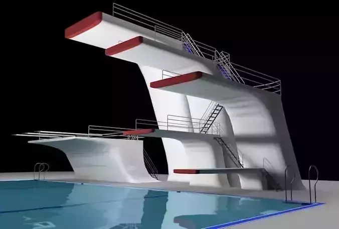 Diving Towers and Pool 3D model