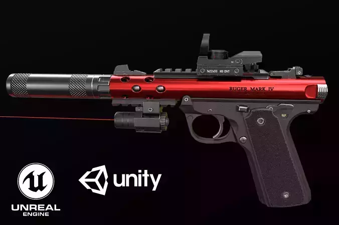 Ruger MK IV - Model and Textures Low-poly 3D model Low-poly 3D model