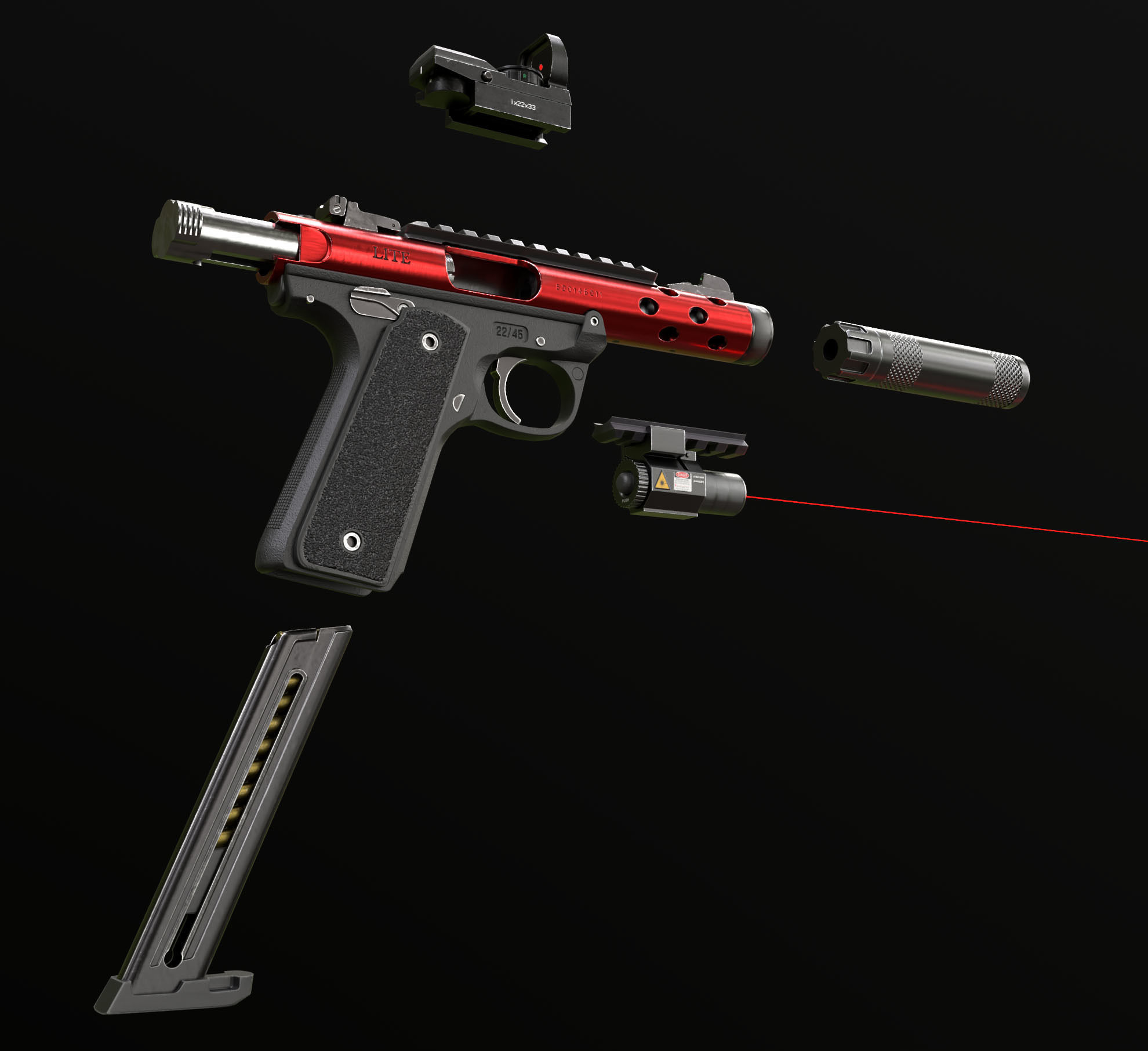 Ruger MK IV - Model and Textures Low-poly 3D model Low-poly 3D model_9