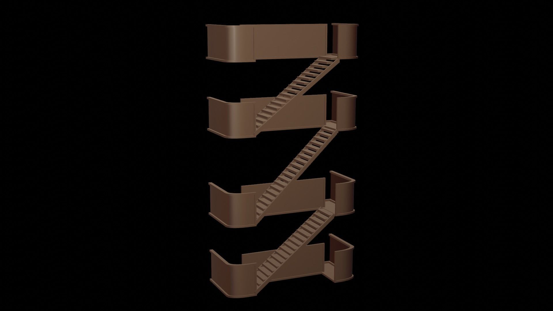 metal stair Low-poly 3D model_21