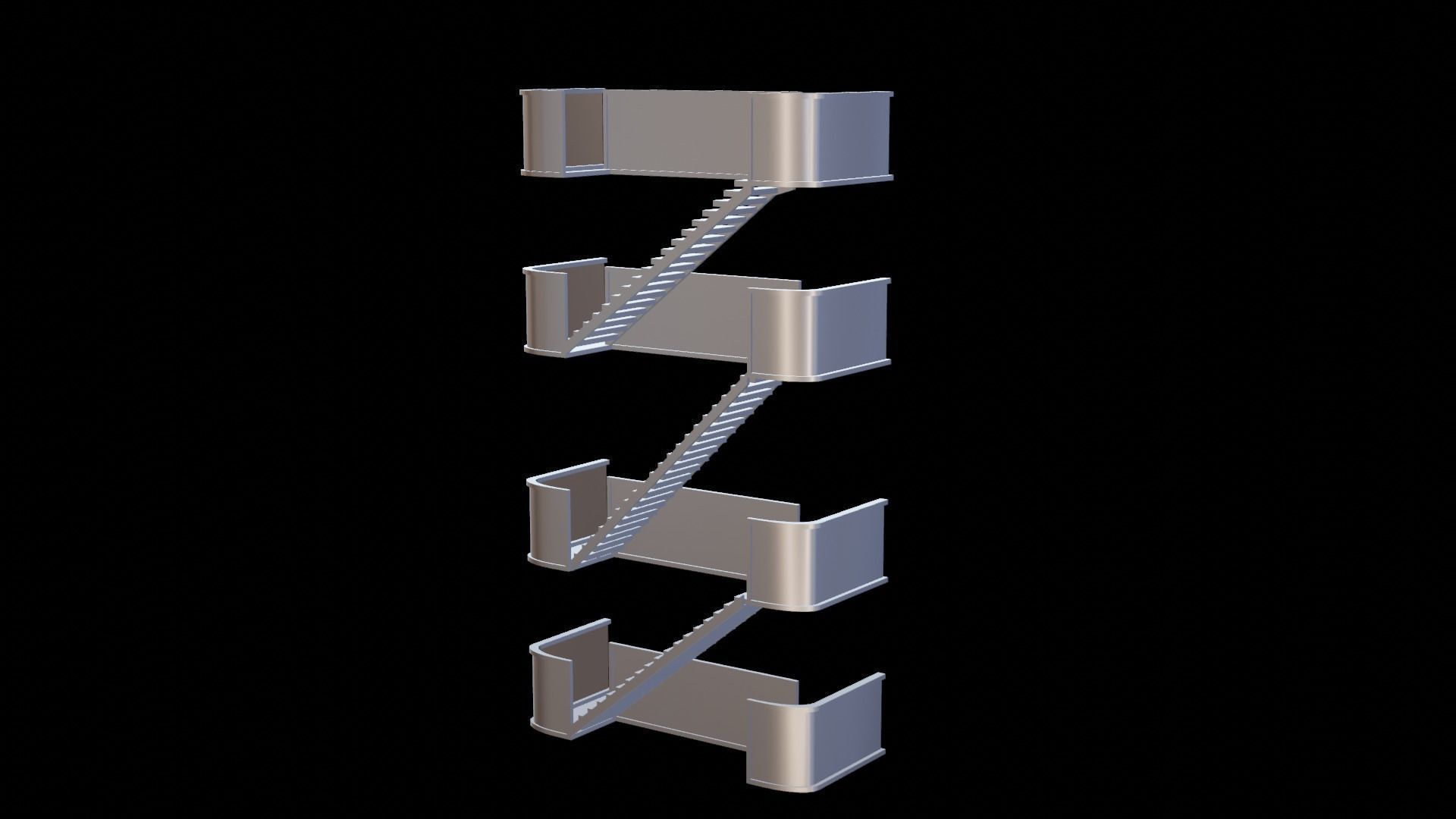 metal stair Low-poly 3D model_33