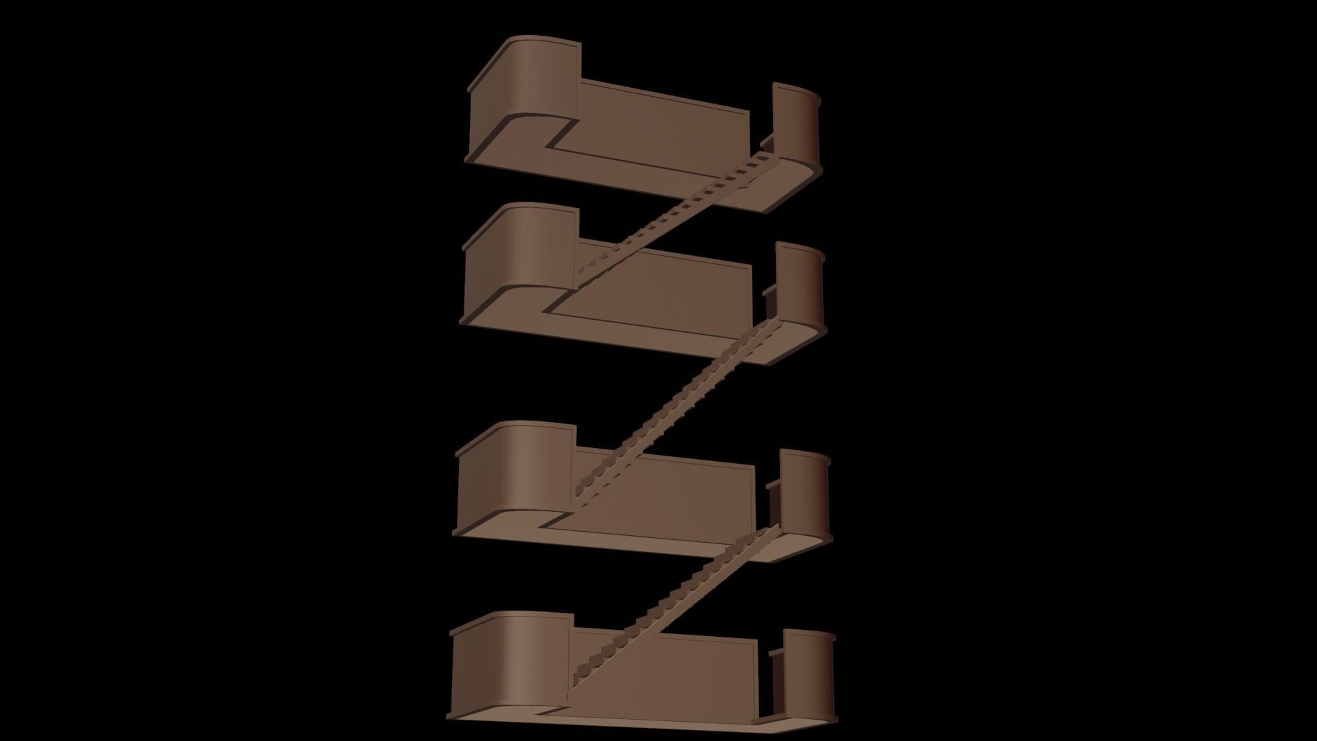 metal stair Low-poly 3D model_25
