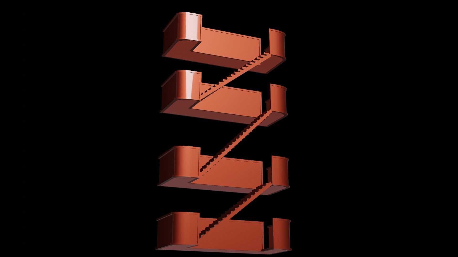 metal stair Low-poly 3D model_20