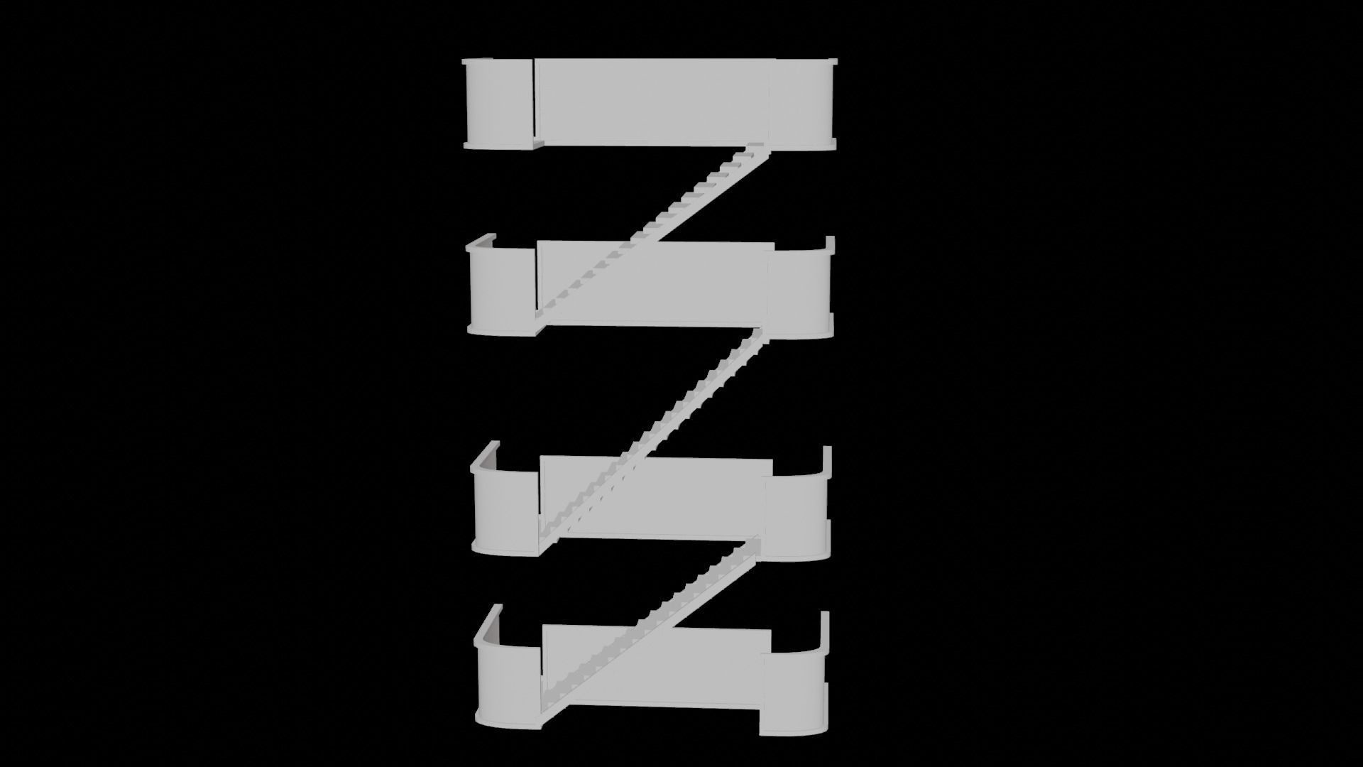 metal stair Low-poly 3D model_7