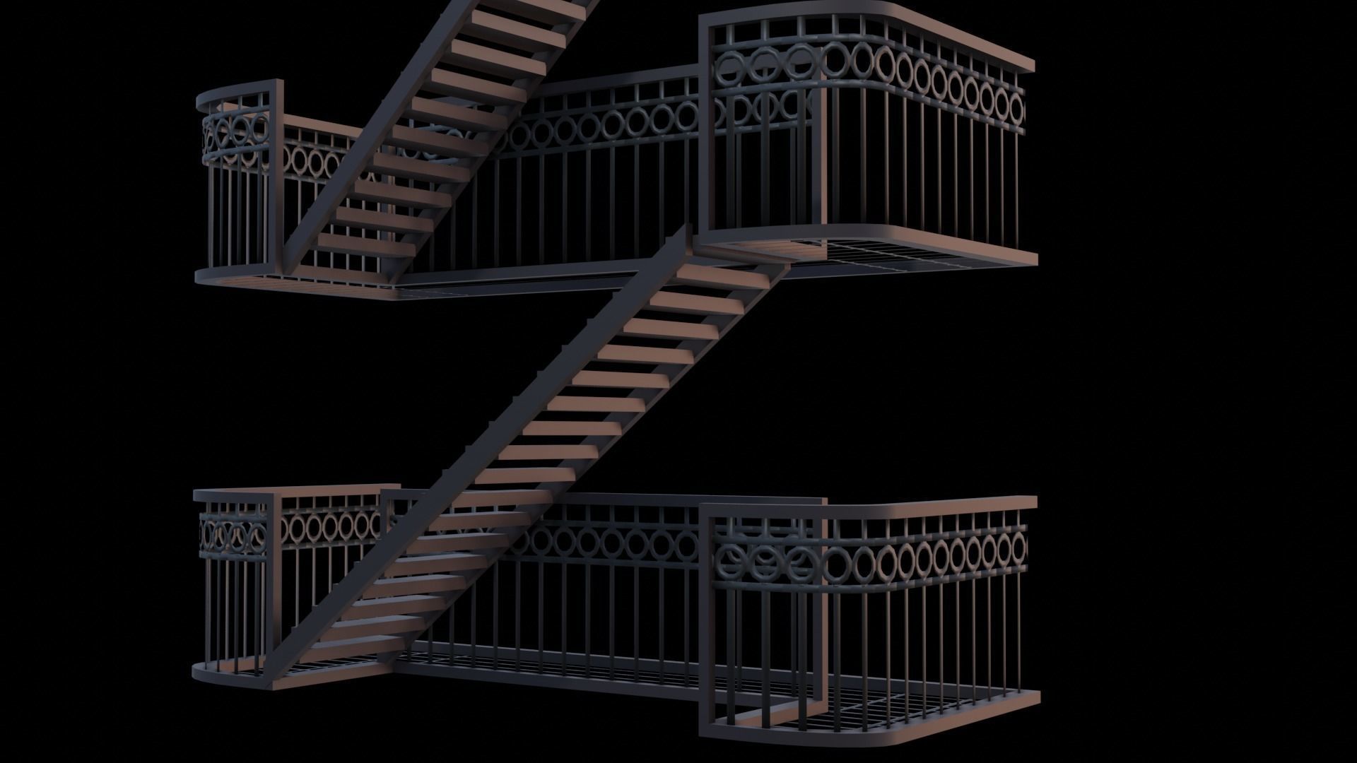 metal stair Low-poly 3D model_4