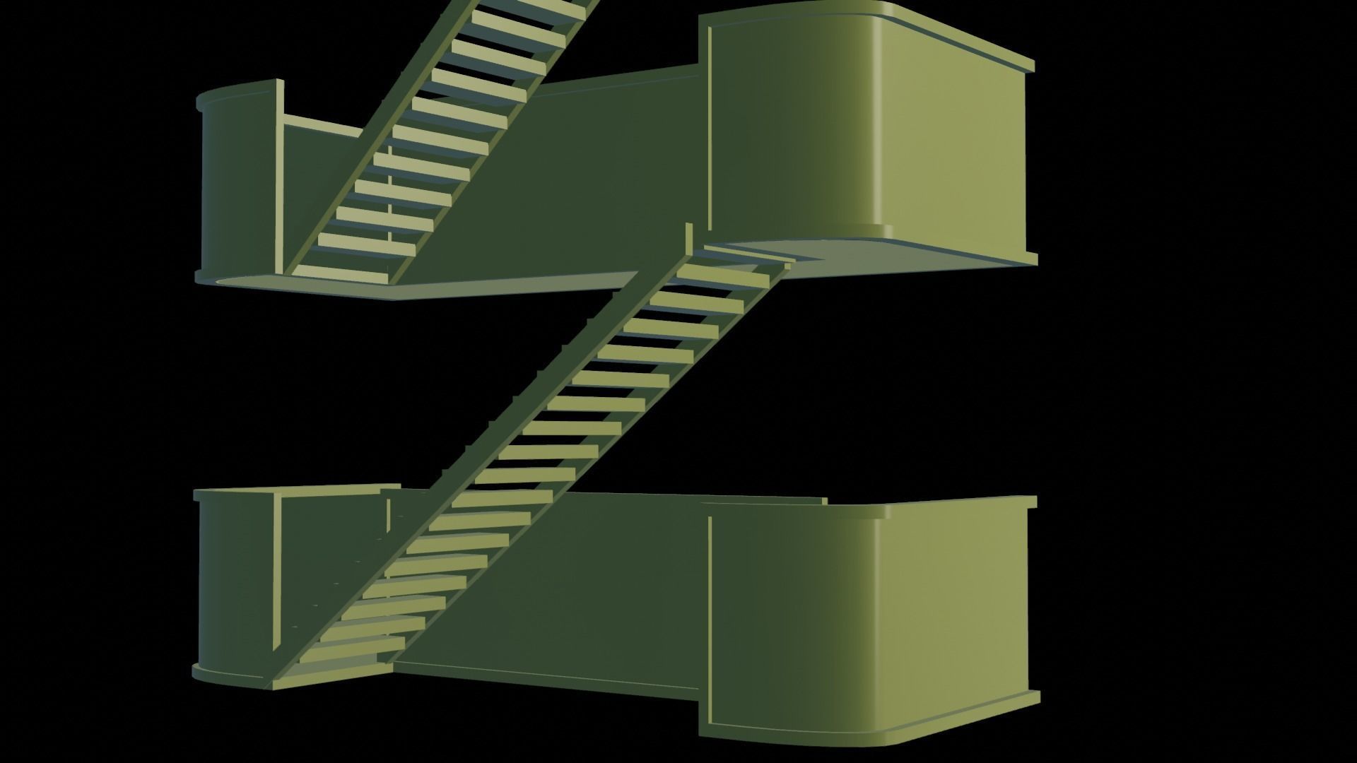 metal stair Low-poly 3D model_29