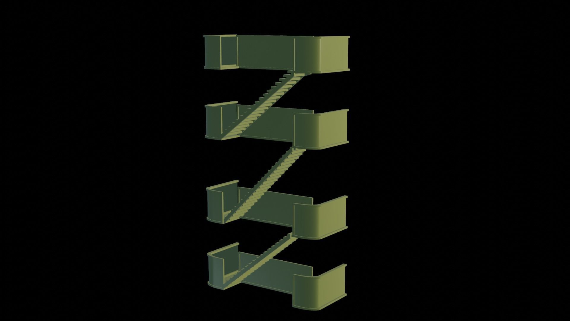 metal stair Low-poly 3D model_28