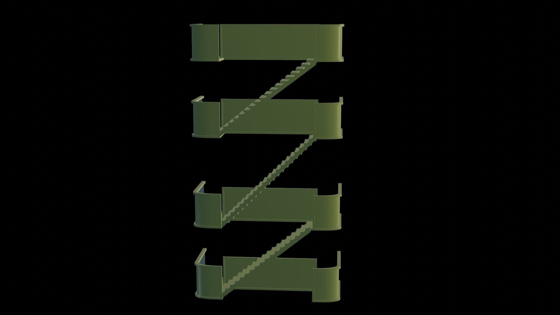 metal stair Low-poly 3D model_27