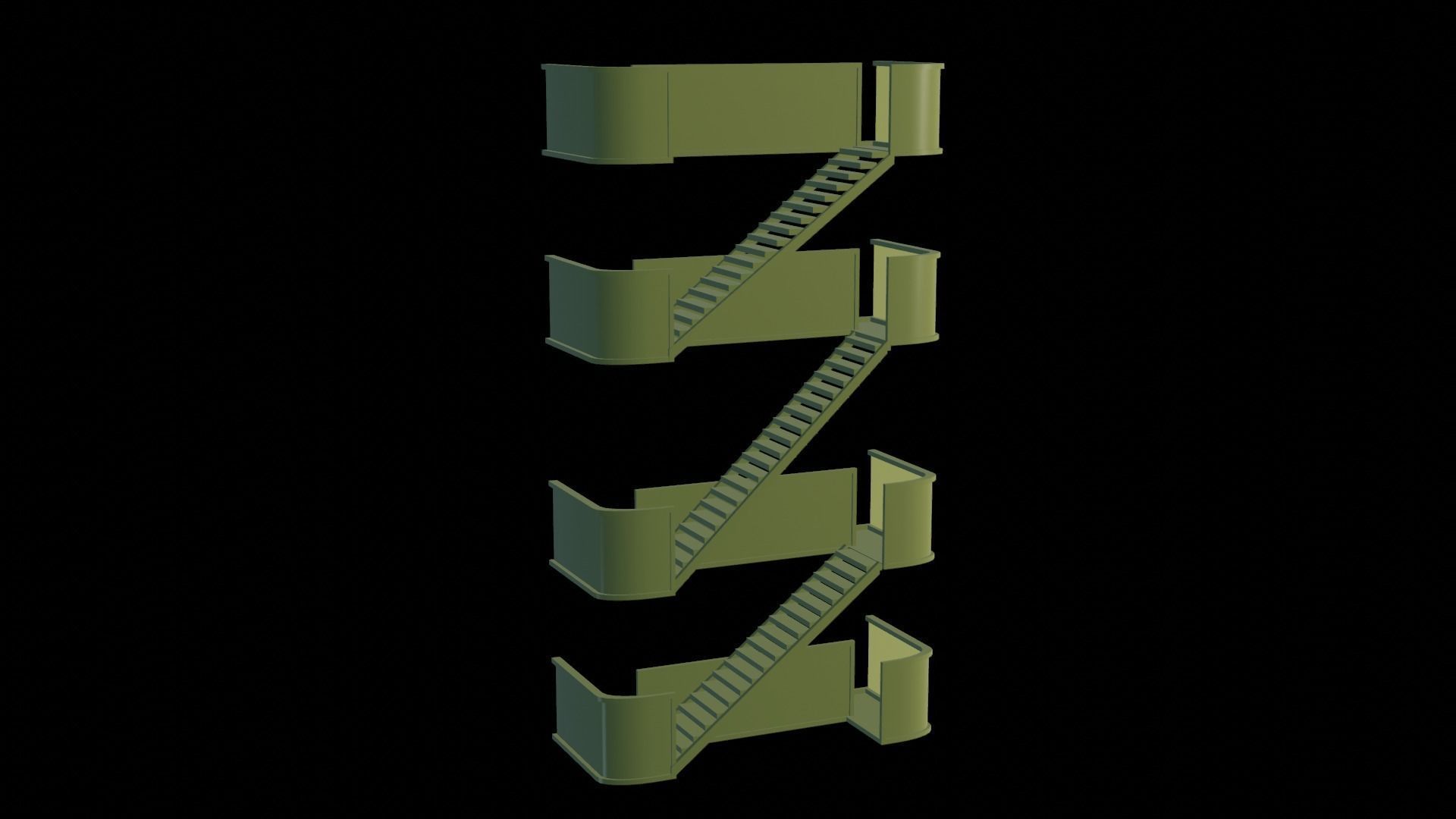 metal stair Low-poly 3D model_26