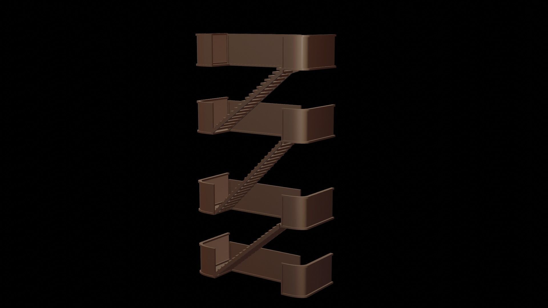 metal stair Low-poly 3D model_23