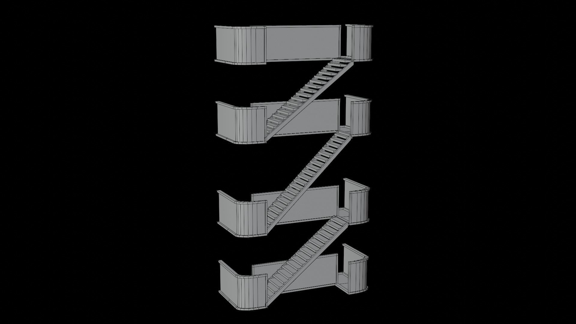 metal stair Low-poly 3D model_36