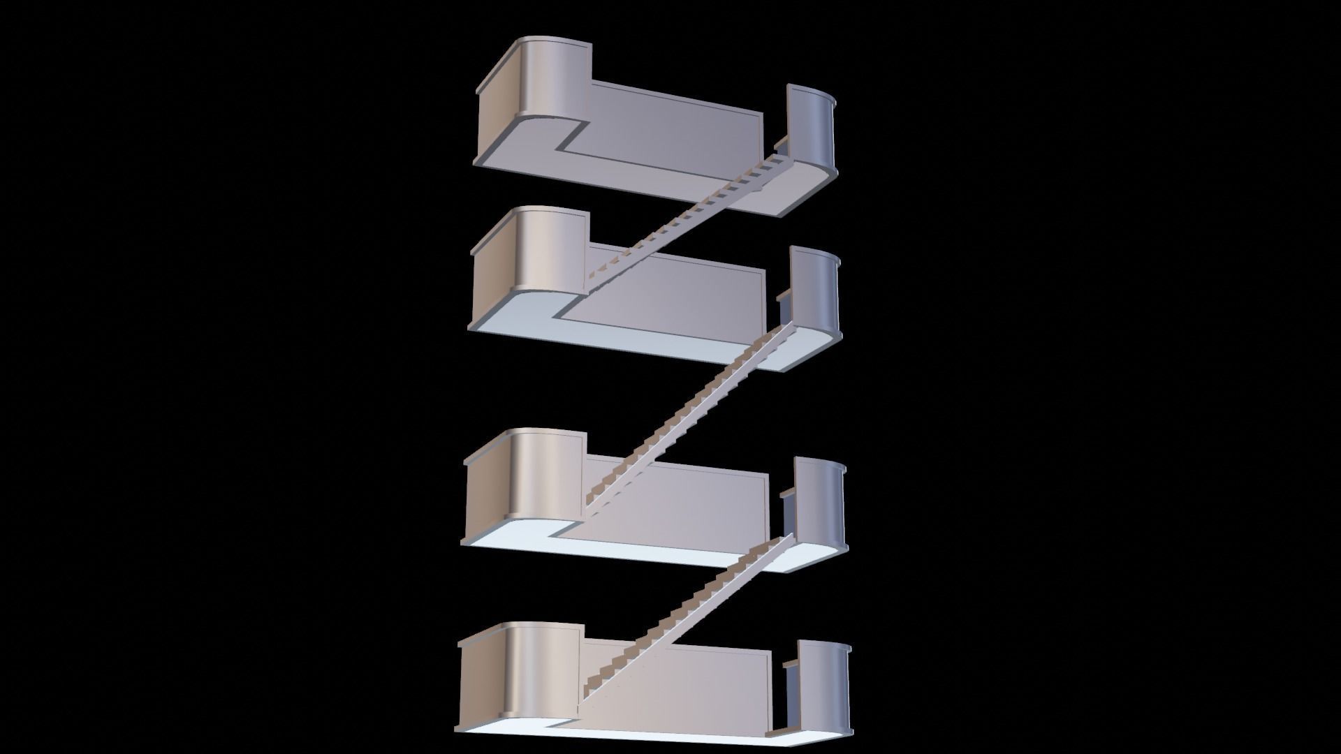 metal stair Low-poly 3D model_35