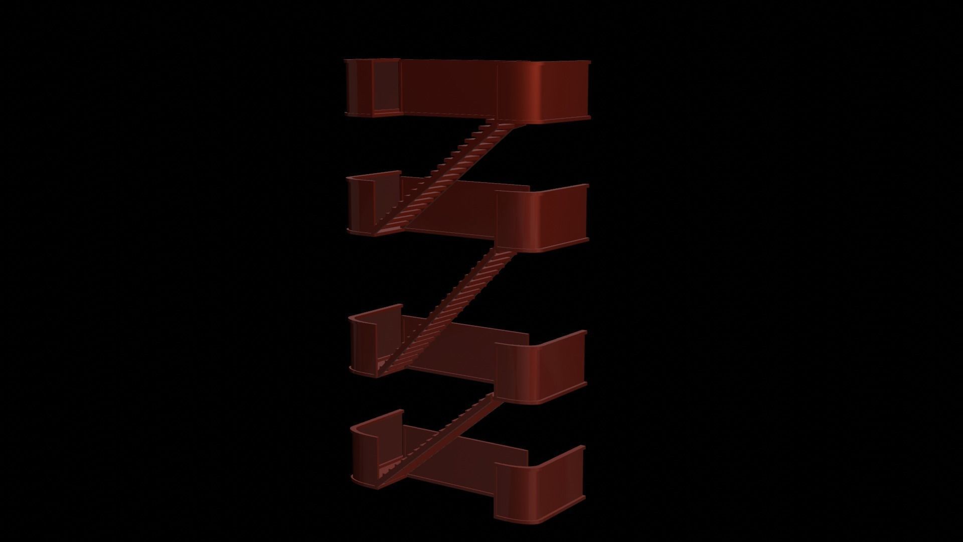 metal stair Low-poly 3D model_18