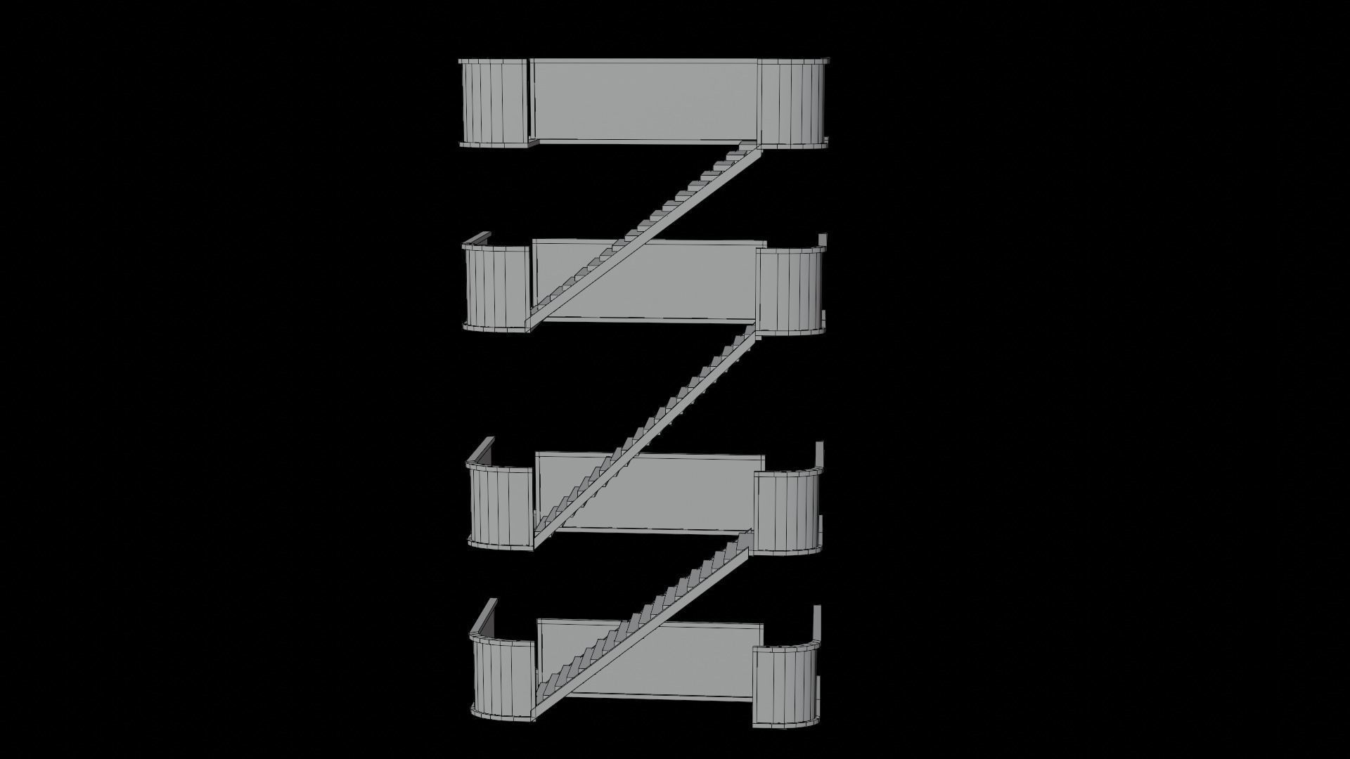 metal stair Low-poly 3D model_37