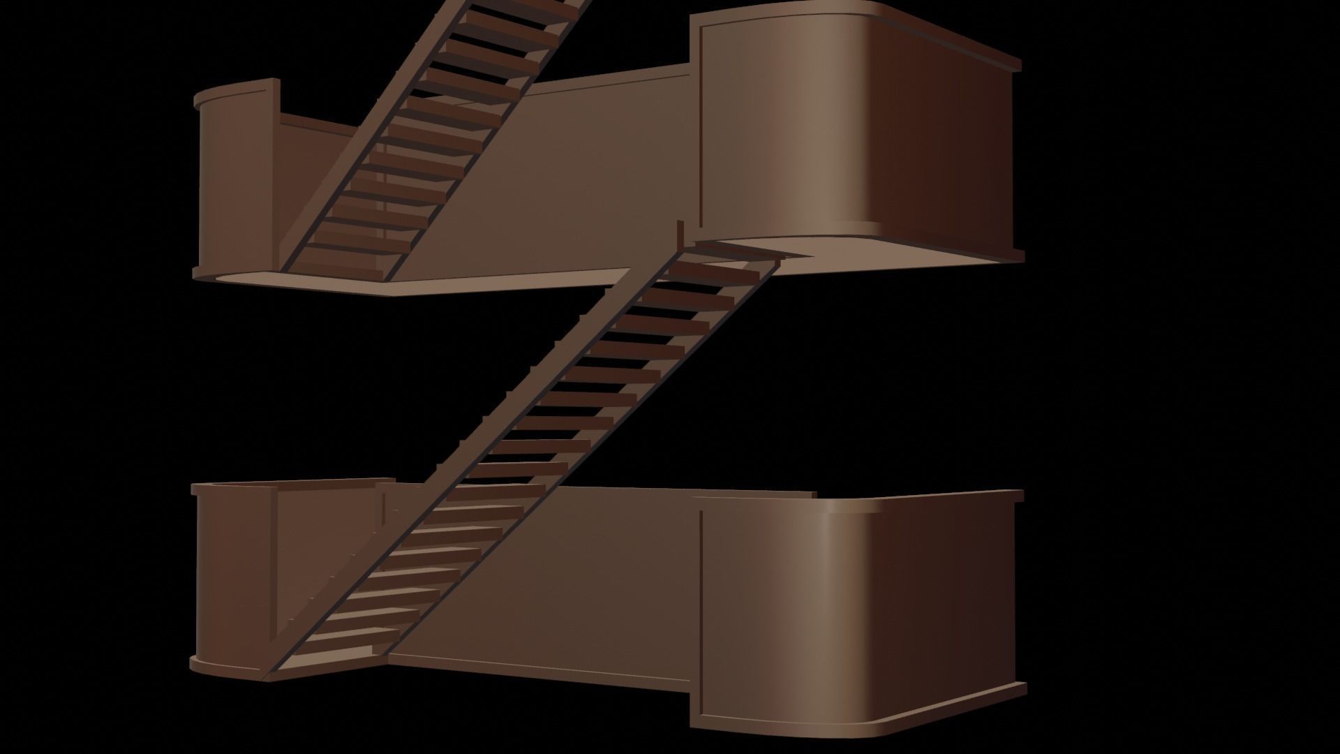 metal stair Low-poly 3D model_24