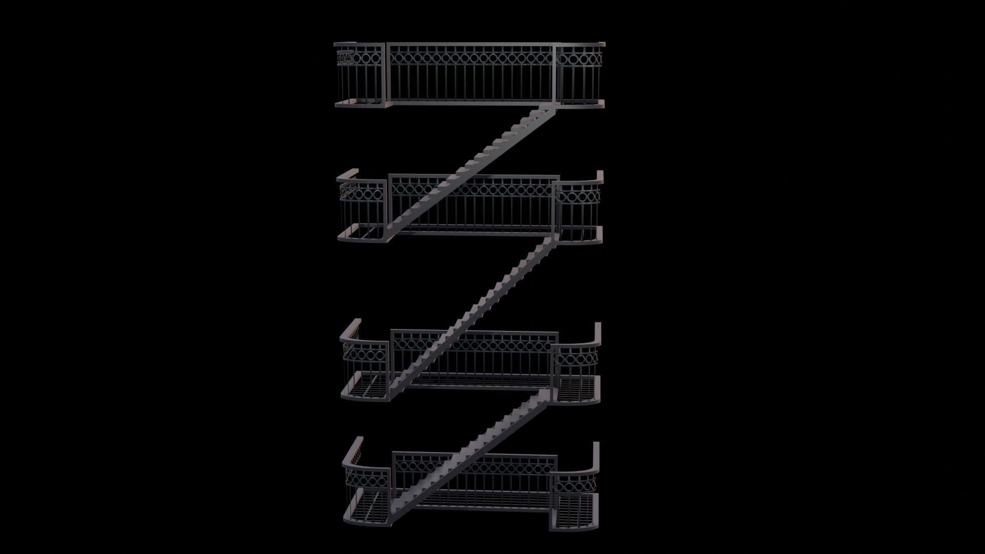 metal stair Low-poly 3D model_2