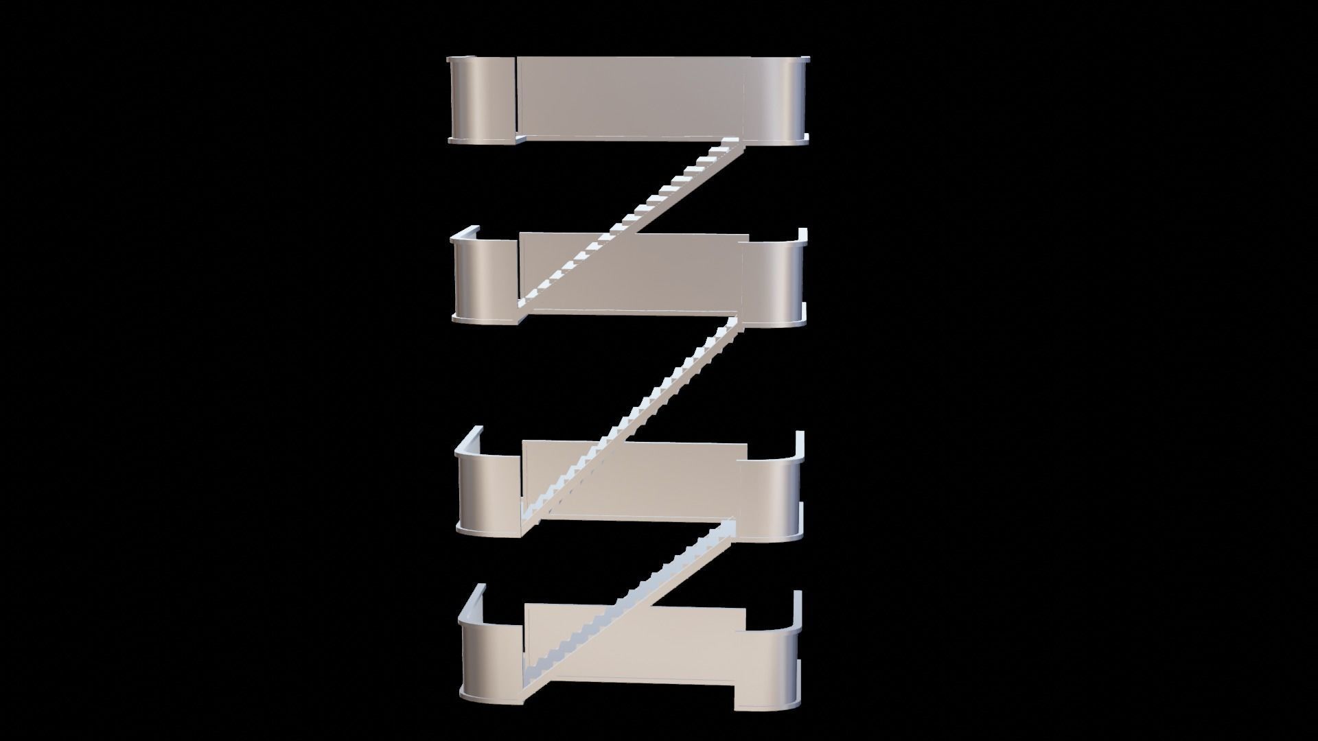 metal stair Low-poly 3D model_32