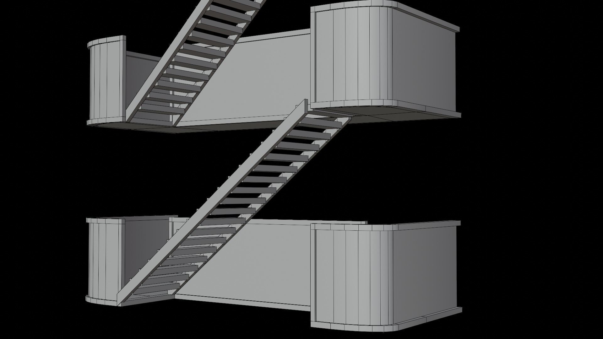 metal stair Low-poly 3D model_39